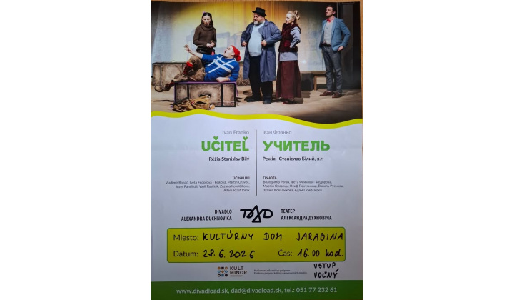 Fotka pre článok Divadelné predstavenie - Učiteľ /nedeľa 28.6.2026/