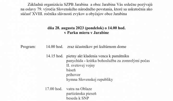 Aktuality / Pozvánka na oslavy SNP - foto