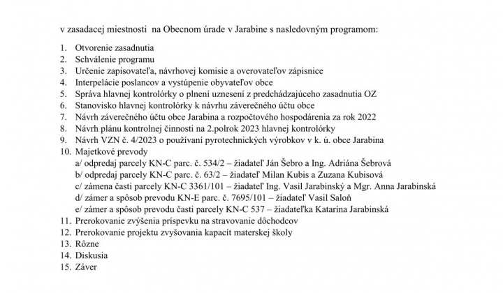 Aktuality / V. zasadnutie OZ v Jarabine, dňa 28.06.2023 - foto