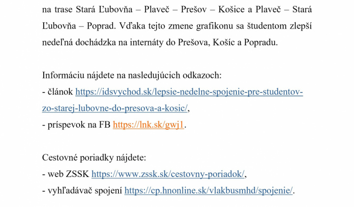 Aktuality / ZMENA CESTOVNÝCH PORIADKOV V ŽELEZNIČNEJ DOPRAVE !!! - foto
