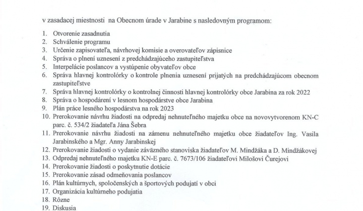 Aktuality / III. zasadnutie OZ v Jarabine 21.03.2023 - foto
