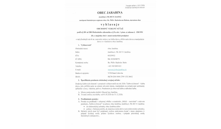 Fotka pre článok OBCHODNÁ VEREJNÁ SÚŤAŽ