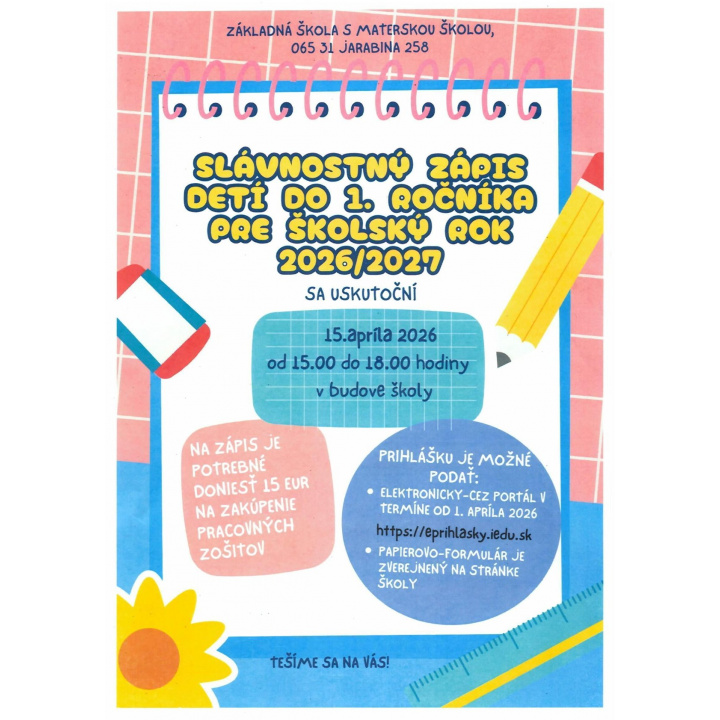 Menšia fotka pre článok SLÁVNOSTNÝ ZÁPIS DETÍ DO 1. ROČNÍKA 