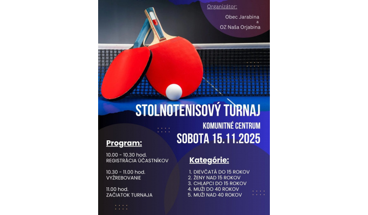 Fotka pre článok STOLNOTENISOVÝ TURNAJ 15.11.2025