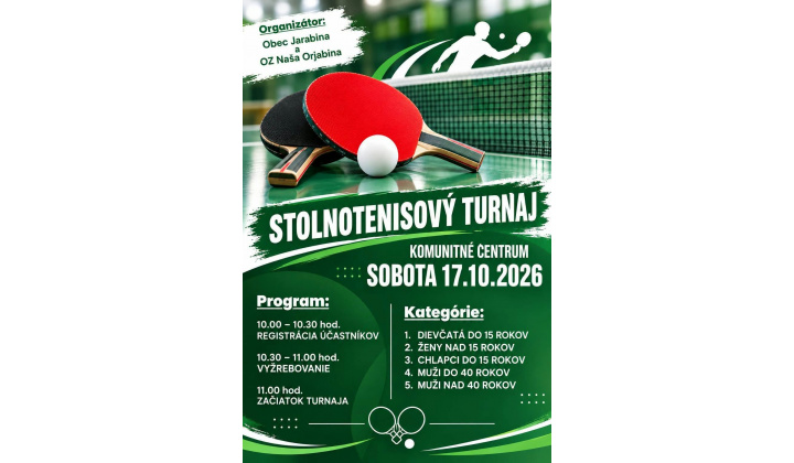 Fotka pre článok STOLNOTENISOVÝ TURNAJ 17.10.2026