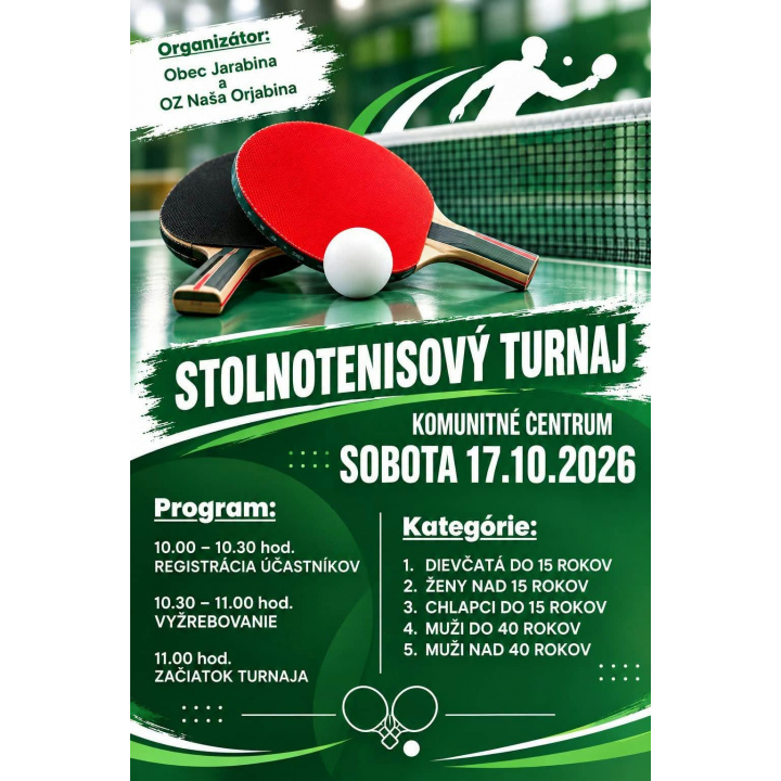 Menšia fotka pre článok STOLNOTENISOVÝ TURNAJ 17.10.2026