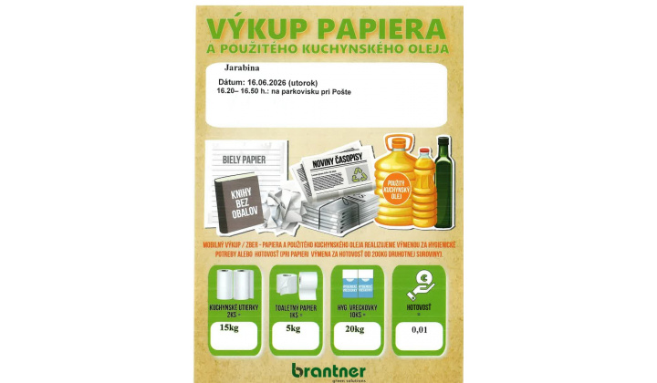 Fotka pre článok Výkup papiera 16.06.2026 /utorok/