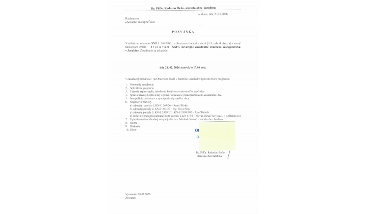 Fotka pre článok XIV.ZASADNUTIE OBECNÉHO ZASTUPITEĽSTVA