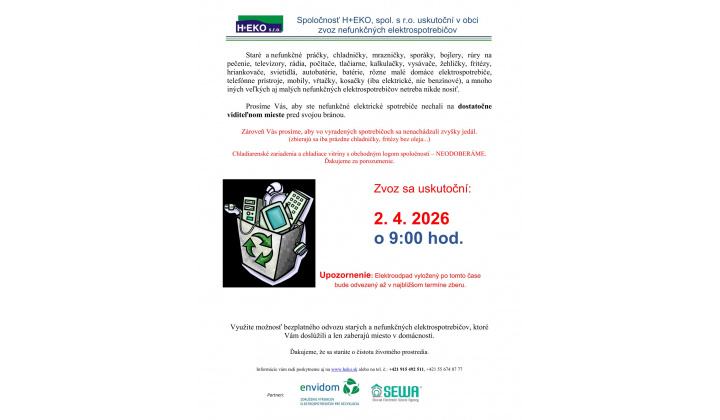 Fotka pre článok ZBER ELEKTROODPADU 2.4.2026 (štvrtok)