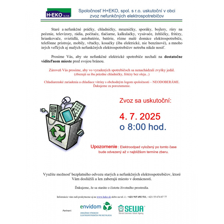 Menšia fotka pre článok Zber elektroodpadu 4.7.2025 /piatok/